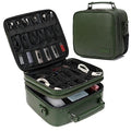 Electronics Travel Organizer, Large Electronic Accessories Cable Case with Adjustable Dividers, Waterproof Tech Storage Bag Gifts with Double Layers for Cord, Charger, Power Bank - Olive Green