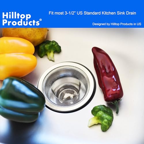 2 Pack - 4.5" Top / 3" Mesh Basket - Kitchen Sink Drain Strainer Stainless Steel Large Food Catcher. Fast Flow and Effective Full Mesh Basket - view 4