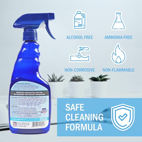Bryson Screen Cleaner Spray and Wipe Kit - Safe for LED, LCD, OLED, Smart TV, Monitor, Laptop, Computer, Car Display - 16oz with Microfiber Cloth - view 2