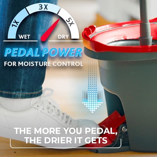 O-Cedar EasyWring Microfiber Spin Mop, Bucket Floor Cleaning System, Red, Gray, Standard - view 3