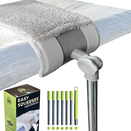 Easy Squeegee Customized Professional RV and Home Awning mop Rotating and Lockable Head, extendable Pole with Dual Sided mop pad, Reusable Awning mop pad, Machine Washable