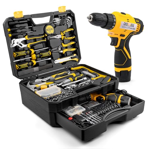 Tool Set with 12V Cordless Drill, 223-Pcs Home Tool kit for Men
