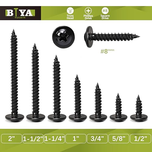 Black Wood Screws,#8-32 Screws Assortment Kit 155Pcs Truss Head Screws - view 5