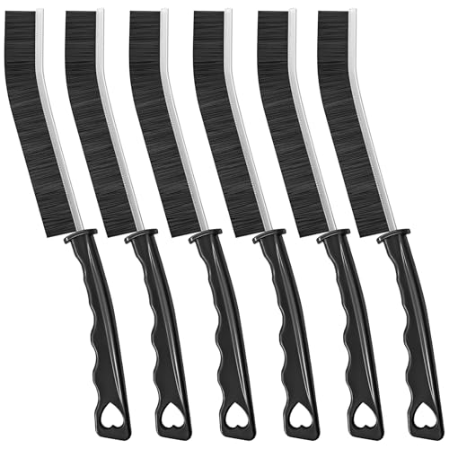 Multi-Purpose Hard Bristle Crevice Cleaning Brush, 6 Pcs, Black