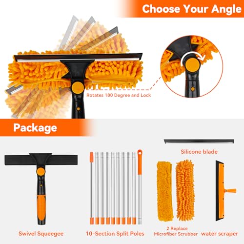 Window Washing Kit with Extension Pole: 3 in 1 Double-Sided Professional - view 2