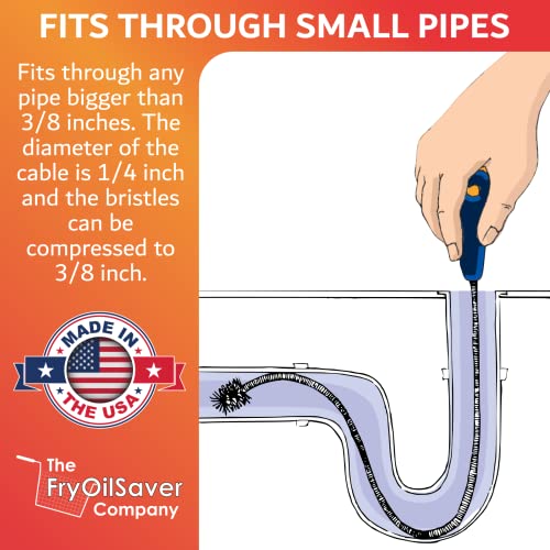 FryOilSaver Co. B113C 22-Inch Long Sink Drain Brush Kit, Slim Snake - view 2