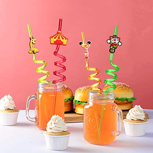 24 Circus Party Favors Drinking Straws for Circus Carnival Party Supplies with 2 PCS Straws Cleaning Brush - view 2