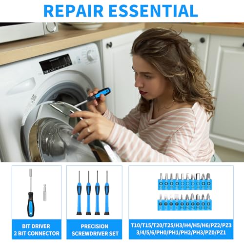 39-Piece Basic Household Tool Set with Toolbox Storage Case, Blue - view 3