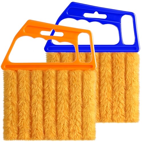 2 Pcs Blind Cleaner Duster Tool,Blind Dusters for Cleaning,Cleaning Brush,7 Finger Dusting Cleaner Tool for Window & Air Conditioner,Window Blinds Cleaner Microfiber Washable