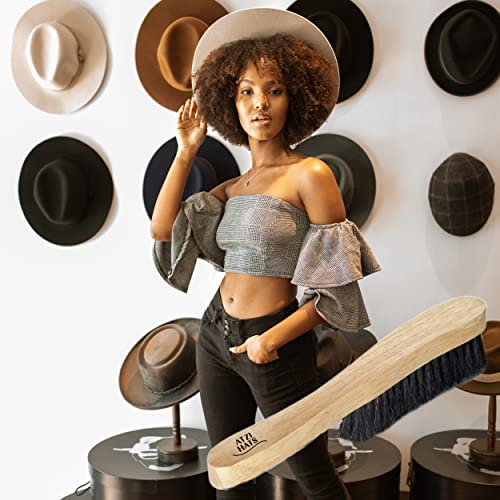 Fedora Hat Brush Lint Remover Duster Brushes for Felt Hats 100% Horse Hair (Black) Wood Brush - view 6