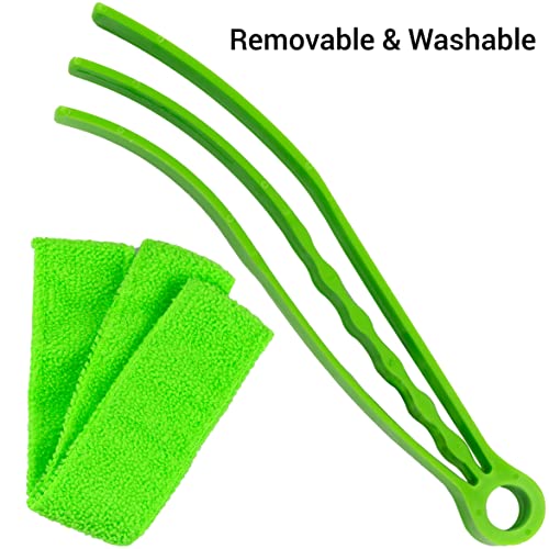 2 Pieces Microfiber Blind Duster Brushes with 6 Microfiber Sleeves Window Blind Cleaner Dust Collector Tools with Extra Microfiber Sleeves for Window Shutters Vent Air Conditioner - view 3