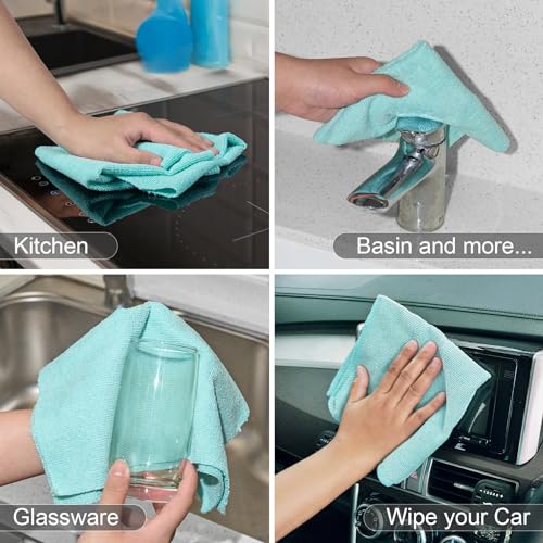 Microfiber Cleaning Cloth, Reusable Paper Towels Rolls, 50 Packs 12x12 inch Cleaning Rags for Washing Dishes, Kitchen, Bathroom, Car, Blue - view 5