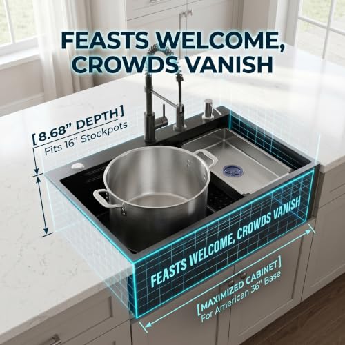 Black Stainless Steel Kitchen Sink:32in Deep Drop-in Single Bowl &16 Gauge - view 2