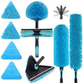 90° Foldable Baseboard Wall Mop, Cobweb Duster, Squeegee Kit