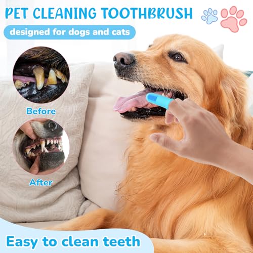 Dog Grooming Kit for Shedding – 8-Piece Pet Grooming Supplies with Deshedding Brush, Bath Gloves, Towels & Silicone Toothbrush | Ideal for Dogs, Cats, Small and Large Pets (Blue) - view 6