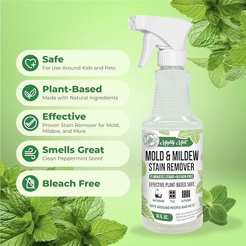 Mold & Mildew Stain Remover Spray, Rapid Clean for Bathroom, Kitchen, Hard Water, Outdoors, Natural Peppermint Scent, 16oz - view 6