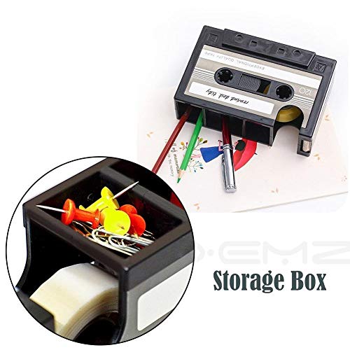 Creative Adhesive Tape Pen Holder Case, Retro Cassette Tape Dispenser Vase Brush Pot, Popular Pencil Desk Collection Tidy Organizer, Office Stationery Storage Container- Unique Gift (Gray) - view 3