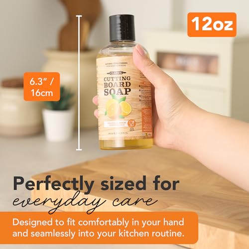 Cutting Board Organic Soap - Cleaner for Butcher Block, Countertop and Utensils - Enriched with Natural Orange & Lemon Extracts - Cleans and Restores Wood - Use Before Food Safe Mineral Oil - view 5