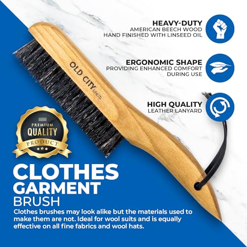 Clothes Brush Garment Brush-USA-Lint Brushes for Clothes, Lint Remover for Clothes 100% Boar Bristle Men's Wool Suit Brush, Suede, Furniture and Upholstery, Hat Brush - view 4