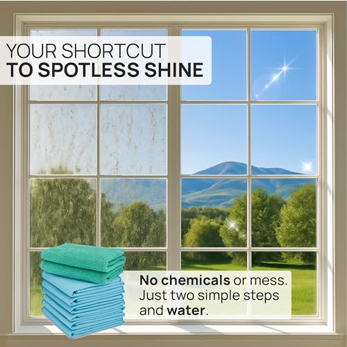 Claro 2 Step Glass Cleaning Cloth 8-Pack – Green Wet & Blue Dry Microfiber Towels Cleaning for Windows, Mirrors & Glass - Streak and Lint Free Cloth for Home, TV, Shower - Machine Washable - view 2