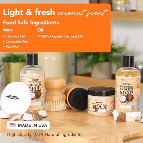 Cutting Board Care Kit with Coconut Oil - Includes Wax, Soap, Scrub Brush, Buffing Pad, and Applicator - for Kitchen Countertops, Butcher Blocks, Wooden Bowls and Utensils - Food Safe - view 2