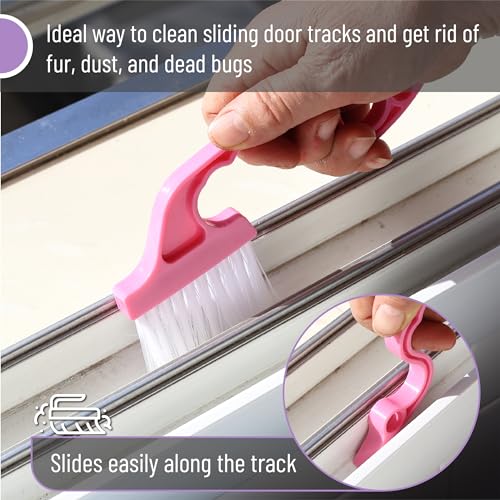 Slick Window Track Cleaning Brush - 2 Pack, Groove & Gap Cleaner, Blue/Pink - view 4