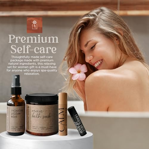 Self-Care Set - Luxury Spa Bath Kit, Pillow Mist, Cooling Lip Balm, Tranquil Essential Oil Roller & Epsom Salt Bath Soak Pampering Package, Holistic Gifts for Him & Her - view 7