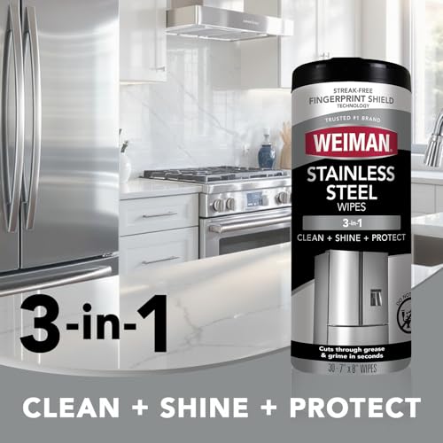 Stainless Steel Cleaner & Polish Kit, 3 Piece - Spray, Wipes & Cloth, Anti-Fingerprint, Removes Grease, Water Spots, Streaks & Residue, Polishing Cleaner Safe for Appliances, Sinks & Grills - view 3