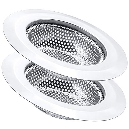 2 Pcs Kitchen Sink Strainer, Stainless Steel Drain Cover, Large Wide Rim 4.5" Diameter, Anti Clogging Basket Catcher, Dishwasher Safe