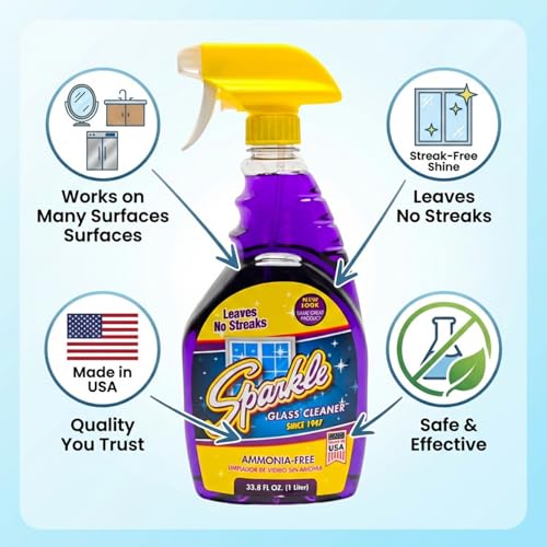 Glass Cleaner, Ammonia-Free Streak-Free Formula, 33.8 fl oz Spray Bottle, Safe for Windows, Mirrors & Glass Surfaces (Pack of 2) - view 6