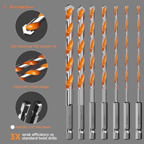 13Pc Concrete Carbide Drill Bits with Dust Bowl Catcher,5/32"-1/2" - view 5