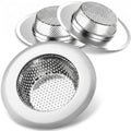 3-Pack Kitchen Sink Strainer - Stainless Steel Drain Filter with Large 4.5" Wide Rim, Anti-Clog Perforated Basket for Standard Sinks