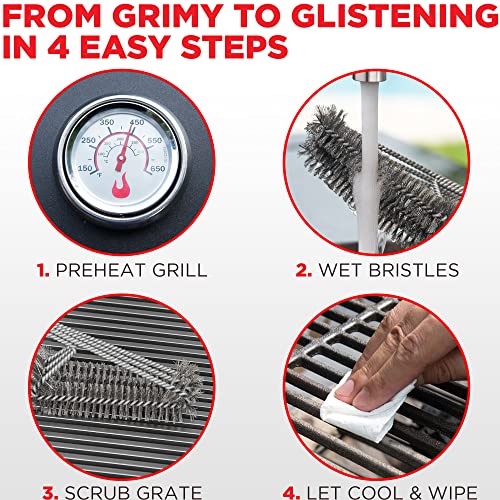 Grill Brush. Rust Proof Bbq Cleaning Scraper Accessories. Safe Stainless Steel Wire Bristle Grilling Cleaner Tools for Outdoor Barbecue Set, Incl Gas, Charcoal, Weber. Grill Brushes - view 4