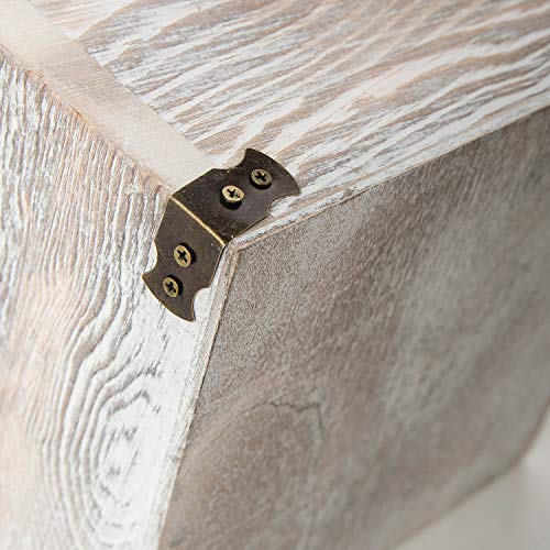 Rustic Whitewashed Torched Wood Square Waste Basket Recycle Bin Trash Can Decorative Metal Brackets Whitewashed Wooden Garbage Container Ash Holder Bedroom Living Room Home Office - view 7