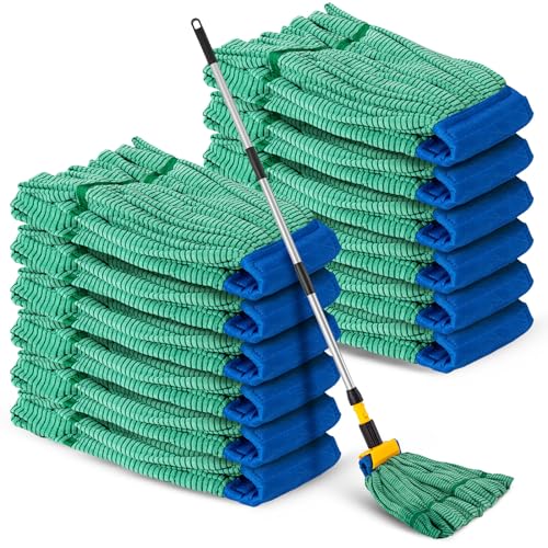 6 Pcs Large Microfiber Tube Mop Heads 18 Oz Looped End,Green