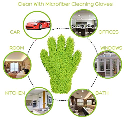 Microfiber Dusting Glove for Kitchen and Home by Scrub-it - Car, Furniture & Window Cleaning Gloves - Cuts Through Dirt Without Using Chemicals - Perfect for Stainless Steel Dusting -2 Pack (Green) - view 2