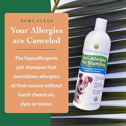 Anti-Allergen Pet Shampoo -Dog & Cat Dander Remover. Gentle Formula for Dry Sensitive Skin; Allergy Relief, (32 Oz) - view 2