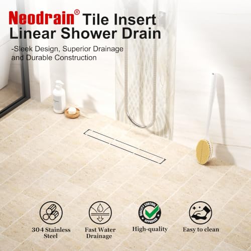 24 inch Linear Shower Drain-Brushed Nickel Tile-in Floor Drain - view 3