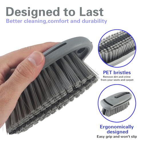 Carpet and Upholstery Cleaning Brush,Carpet Scrubber Stiff Bristle Detailing Scrub Brushes,Interior Leather Brush for Car and Home (Gray) - view 3
