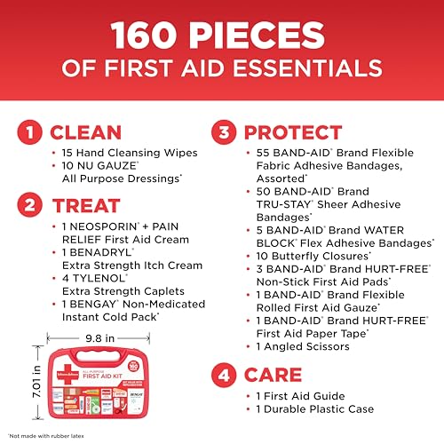 Brand All-Purpose Portable Compact First Aid Kit, 160 Piece - view 4