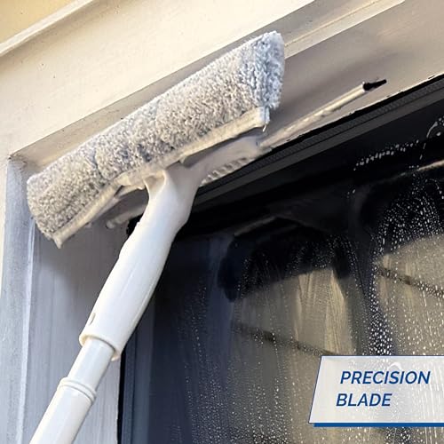 12” Outdoor Window Scrubber and Squeegee Kit with 5’ Telescopic Pole for High Access, Cleaning Supplies for Mirrors and Glass Surfaces, Machine Washable Sleeve - view 6