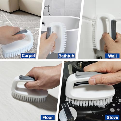 Carpet Cleaning Brush, Heavy Duty Scrub Brush with Handle, 2 Pack, White - view 6