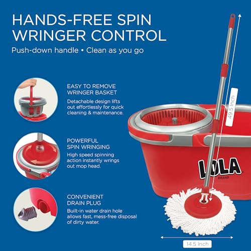 Revolution Deluxe Spin Mop & Bucket, w/ 3 Microfiber Washable Heads, 1 Pair Microfiber Mop Slippers, Fast Dry, Deep Clean Floors & Hands-Free Wringer, Easy Spin Dry, No Exhaustive Foot Pedal - view 3