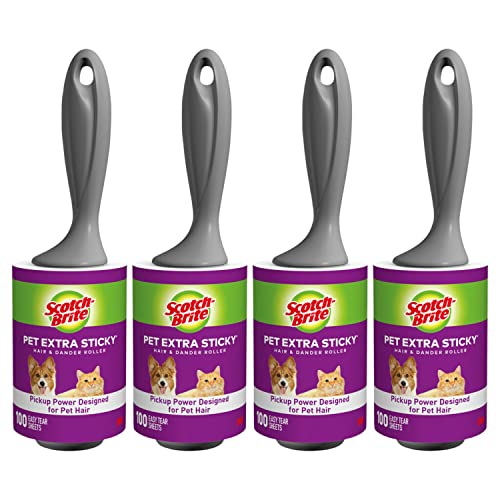 Pet Extra Sticky Hair Lint Roller, 4, 400 Sheets