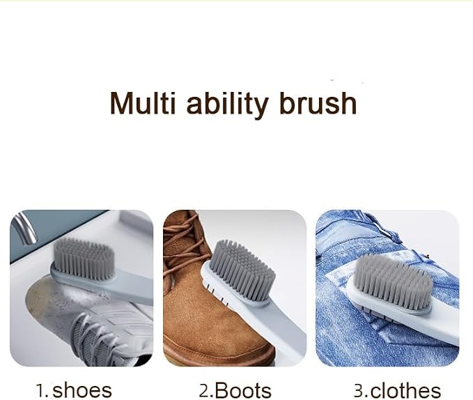 Double-Sided Shoe Brush, Long Handle for Sneakers & Suede | Soft-firm, non-shedding bristles. Ergonomic grip, tail removes sole stones， For sneakers, canvas, suede, nubuck - view 6