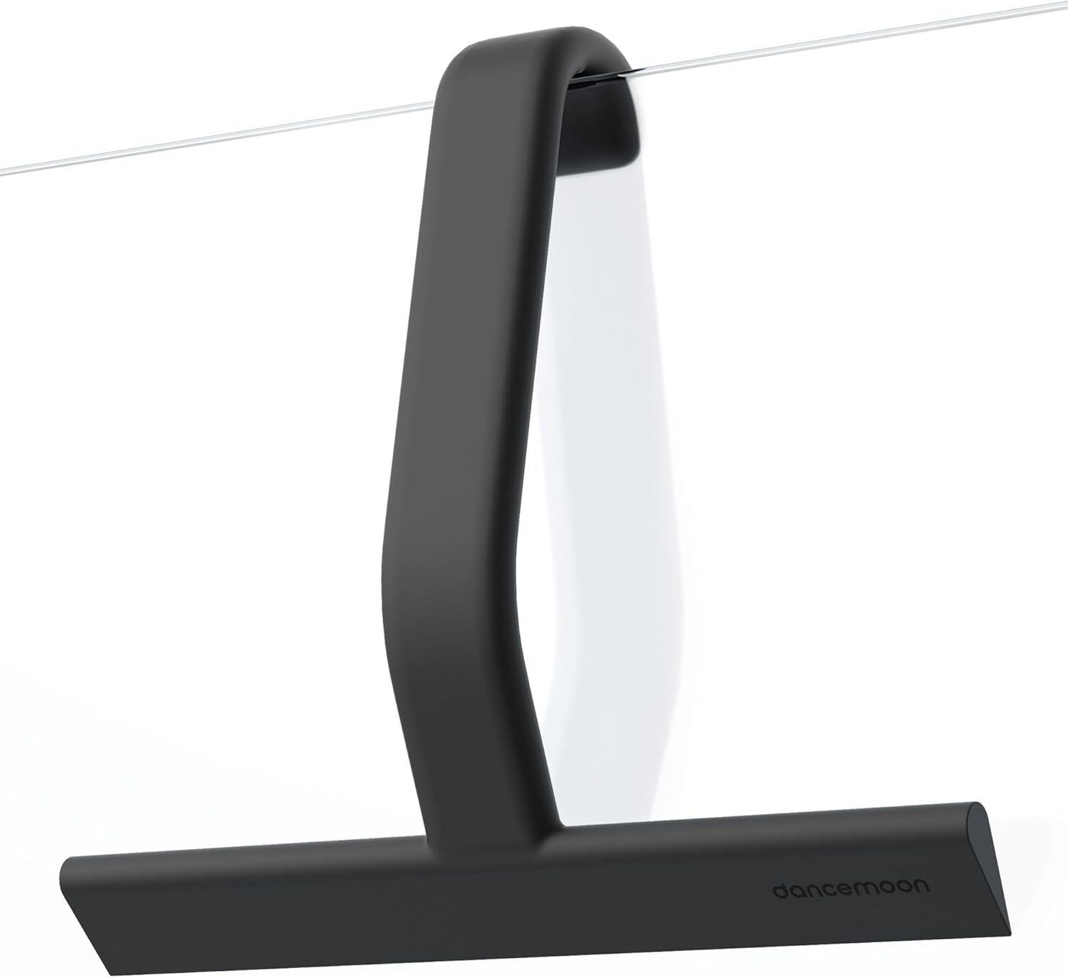 Shower squeegee with built-in hook, 10-inch black, award-winning design, all-one-piece soft-touch silicone, for glass door, bathroom, window, mirror, tile wall, car