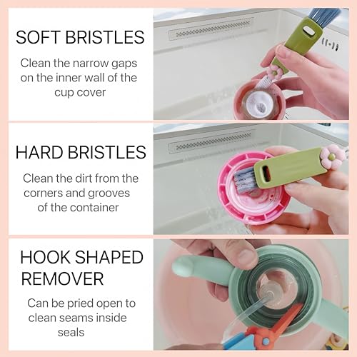 3 in 1 Cup Lid Gap Cleaning Brush Set, Multifunctional Bottle Brush, Water Bottle Cleaner Brush, Home Kitchen Crevice Cleaning Brush (3 PCS) - view 4
