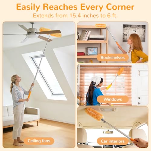 6 ft Extendable Duster Handle with 50 Refills, Compatible with Swiffer - view 3