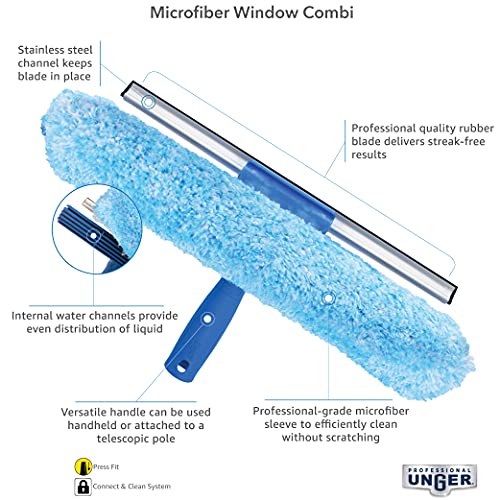 Professional 2-in-1 Squeegee and Scrubber, 14” Window Cleaning Tool with Streak-Free Results, Commercial and Residential Use, Microfiber Sleeve to Clean without Scratching - view 2