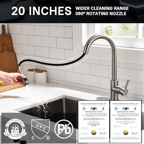 High-Arc Pull-Down Kitchen Faucet, Brushed Nickel, 3-Mode Sprayer - view 2